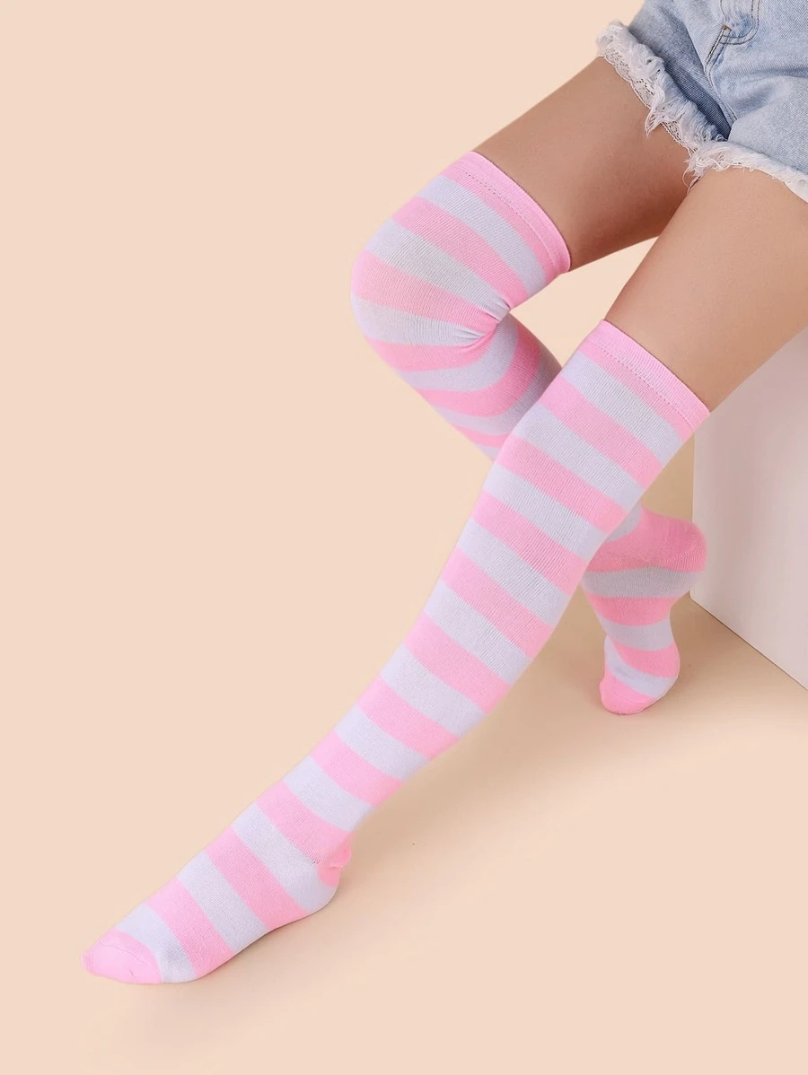 Striped Over The Knee Socks