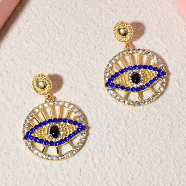 

Rhinestone Eye Drop Earrings, Blue