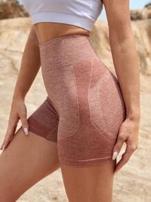 Yoga Basic Space Dye Biker Shorts - Pink - View 4