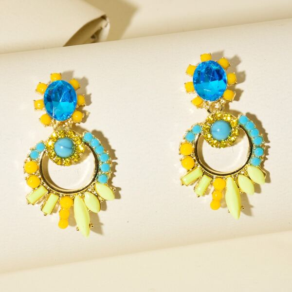 

Rhinestone Decor Drop Earrings, Yellow