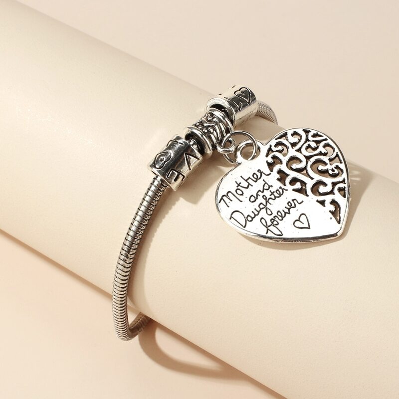 

Mother's Day Heart Pendant Bracelet, Silver