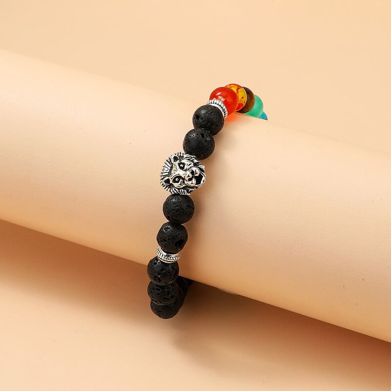 

1pc Animal Decor Beaded Bracelet, Black