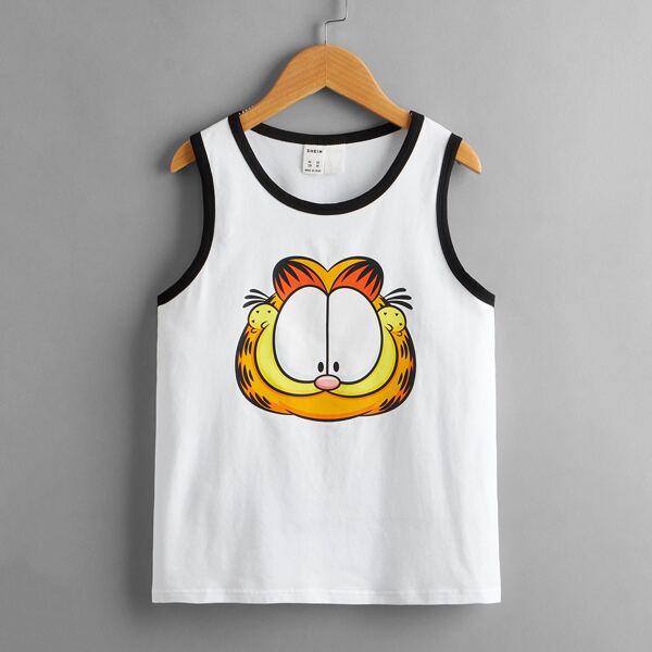 

Boys Letter & Cartoon Graphic Ringer Tank Top, Multicolor