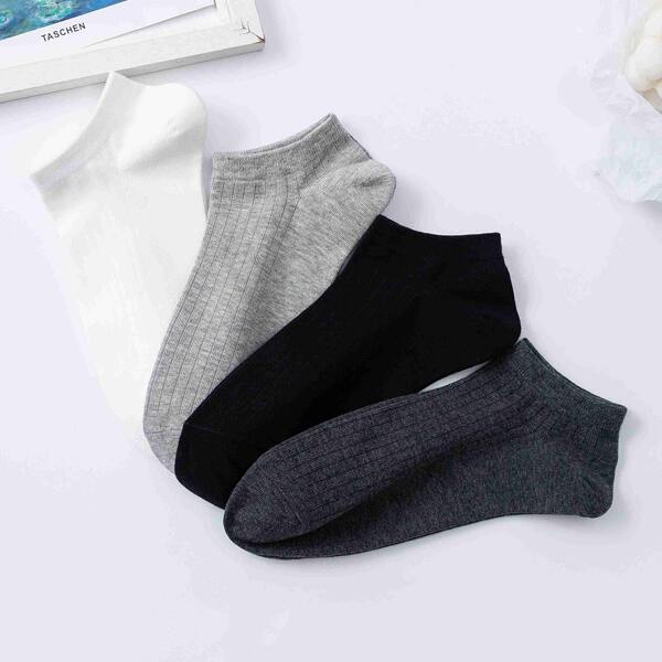 

4pairs Men Solid Ankle Socks, Multicolor