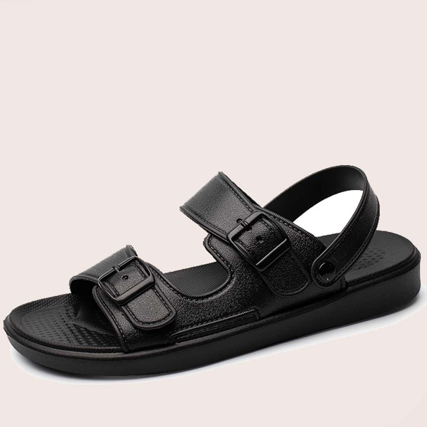 

Men Buckle Decor Slingback Sandals, Black