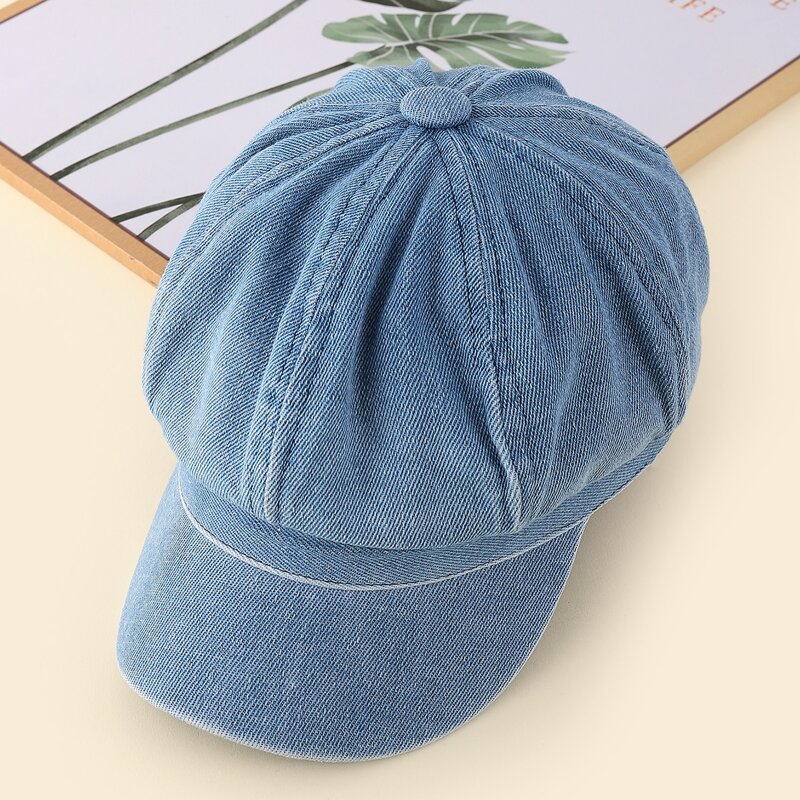 

Solid Baker Boy Cap, Blue
