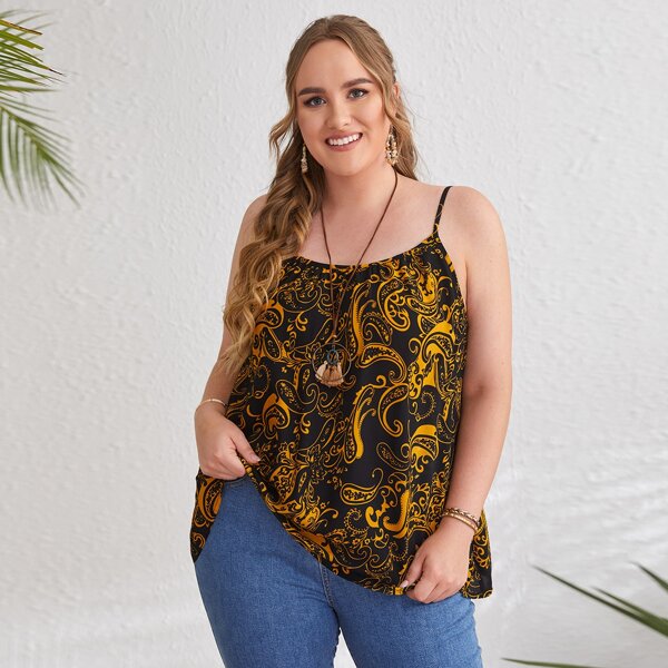 

Plus Paisley Print Cami Top, Multicolor