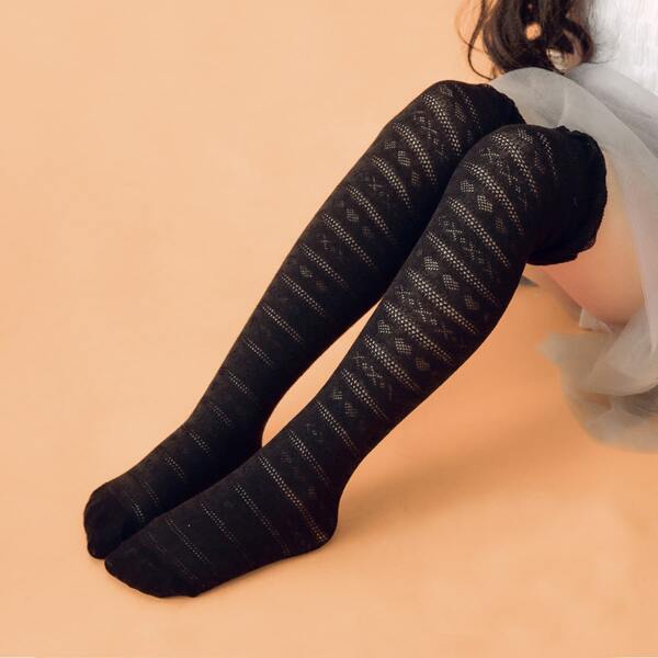 

Toddler Girls Heart Pattern Over The Knee Socks, Black