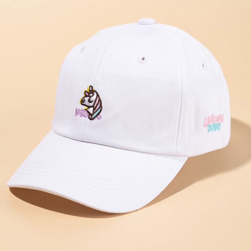 

Unicorn Embroidery Baseball Cap, White