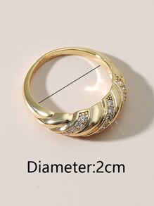 Cubic Zirconia Decor Ring - Yellow Gold - View 3