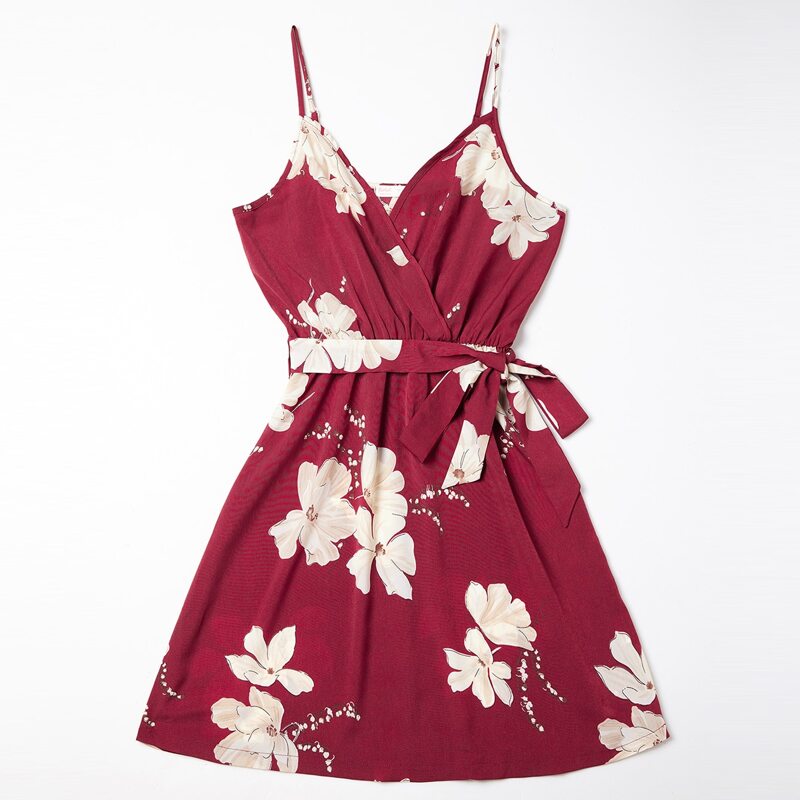 

Floral Belted Cami Dress, Red