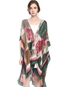 滿版圖案絲巾 - 彩色 - 查看 1