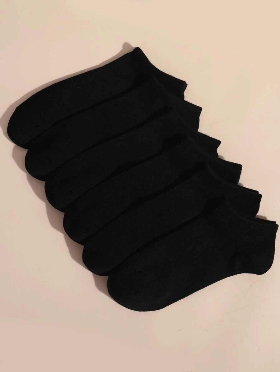 6pairs Solid Ankle Socks - Black - View 1