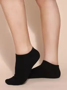 6pairs Solid Ankle Socks - Black - View 4