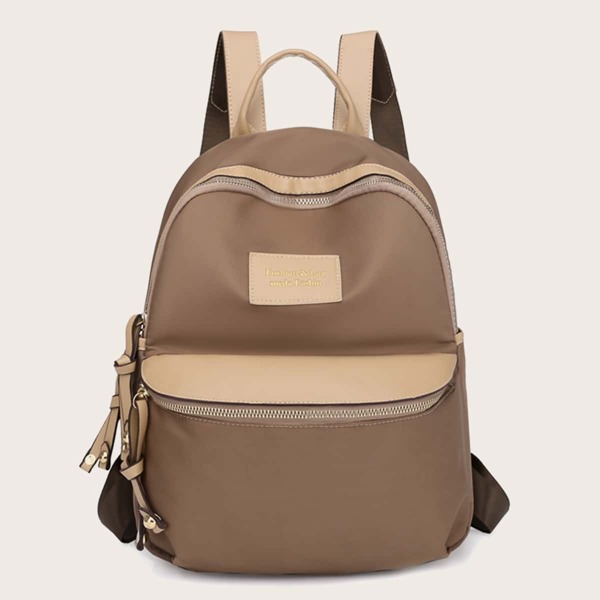 

Two Tone Pocket Front Backpack, Khaki