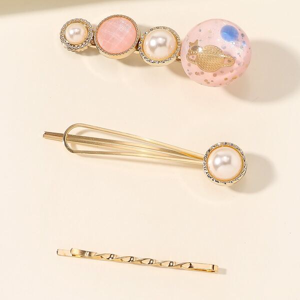 

3pcs Planet Decor Hair Clip, Multicolor