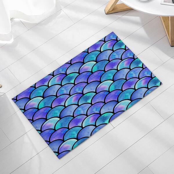 

Kids Fish Scale Print Floor Carpet, Multicolor
