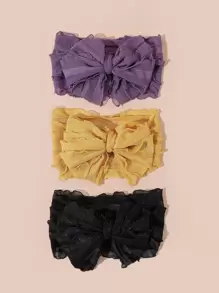 3入組嬰兒蝴蝶結裝飾髮帶 - 彩色 - 查看 1