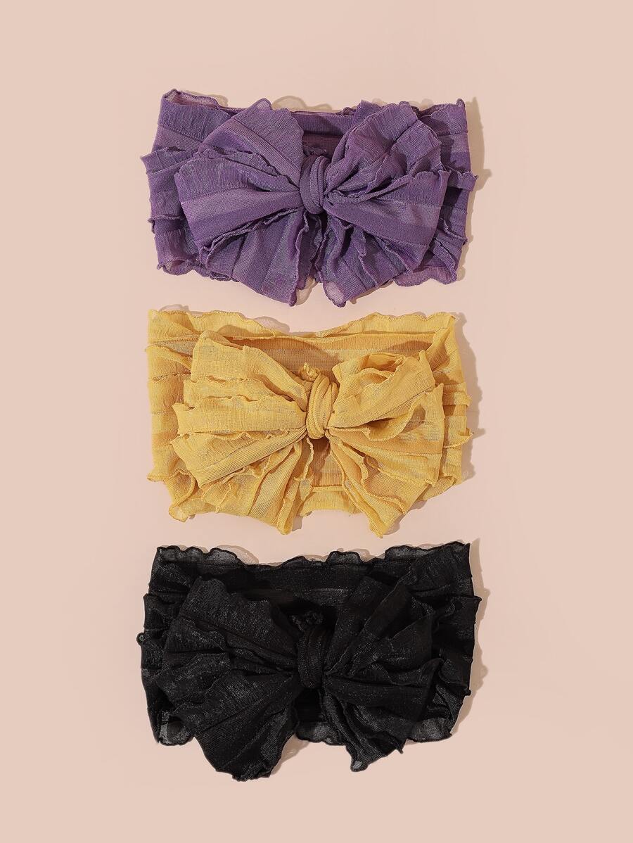 3入組嬰兒蝴蝶結裝飾髮帶 - 彩色 - 查看 1