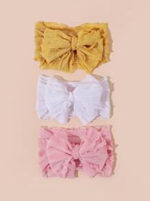 3pcs Baby Bow Decor Hair Band - Multicolor - View 1