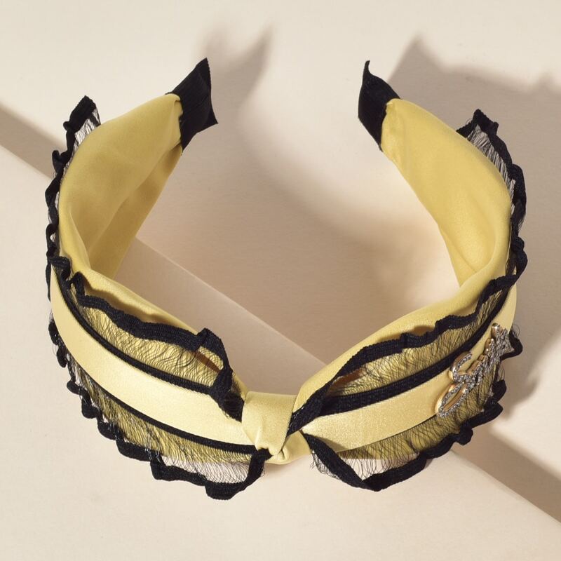 

1pc Rhinestone Decor Headband, Yellow