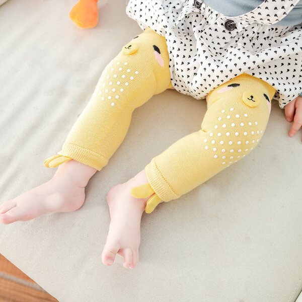 

1pair Baby Cartoon Graphic Long Knee Pads, Yellow