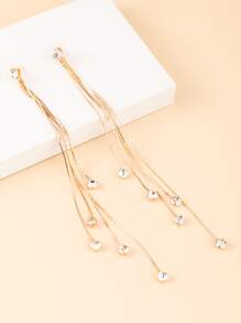 1pc Rhinestone Decor Drop Earrings Copper Jewelry