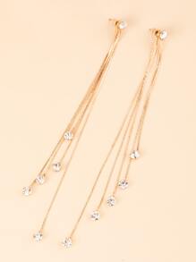 1pc Rhinestone Decor Drop Earrings Copper Jewelry