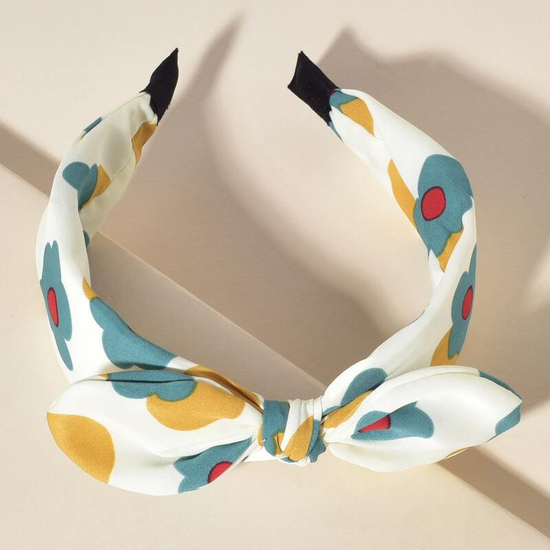 

Flower Graphic Bow Hair Hoop, Multicolor