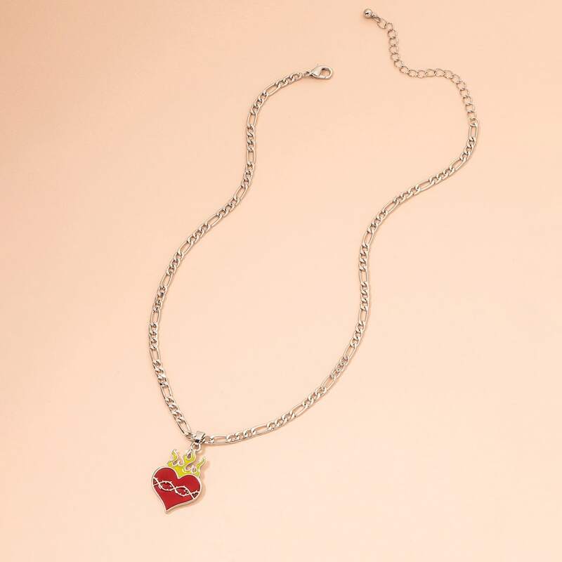 

Heart Pendant Necklace, Silver