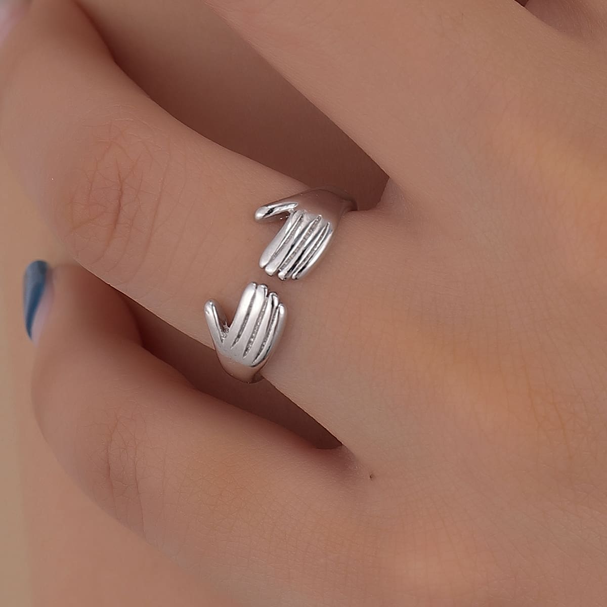 

Hand Cuff Ring, Silver