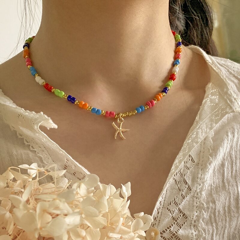 

Starfish Beaded Necklace, Multicolor