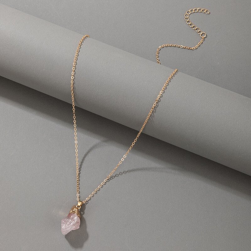

1pc Crystal Pendant Necklace, Pink