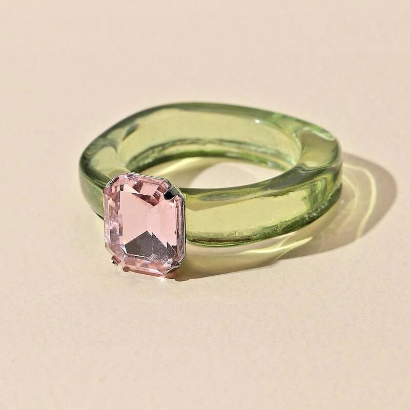 

Rhinestone Decor Clear Ring, Multicolor