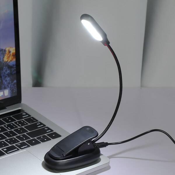 

1pc Flexible Table Lamp With Clip, White
