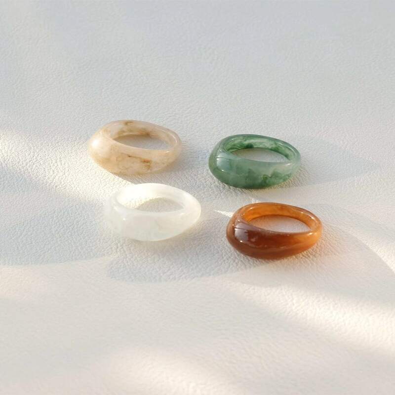 

4pcs Resin Ring, Multicolor
