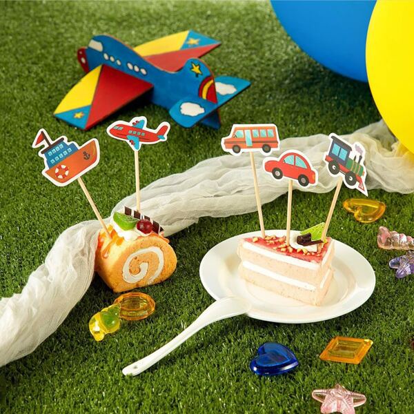 

5pcs Transportation Design Cake Topper, Multicolor