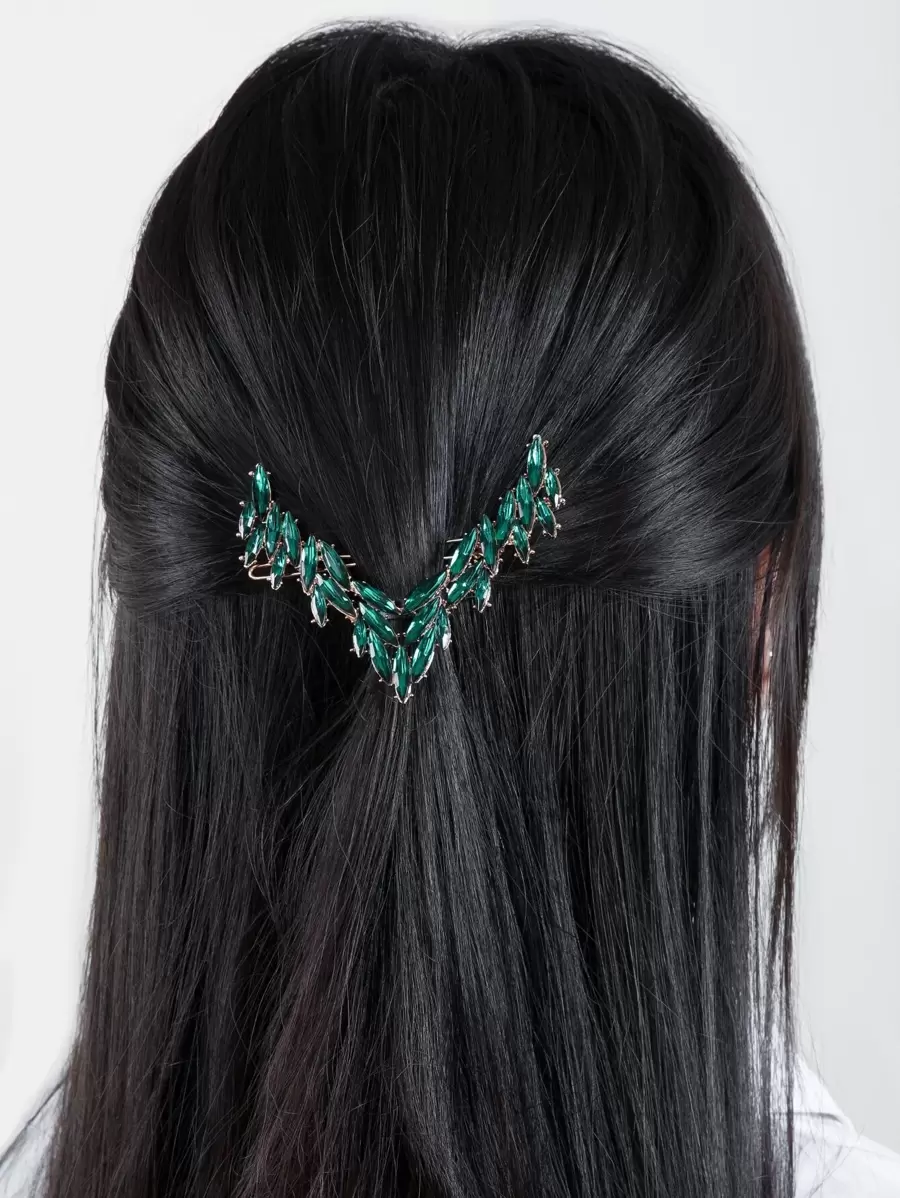 Green V-Shaped Hair Clip For Short Hair - Green - View 1