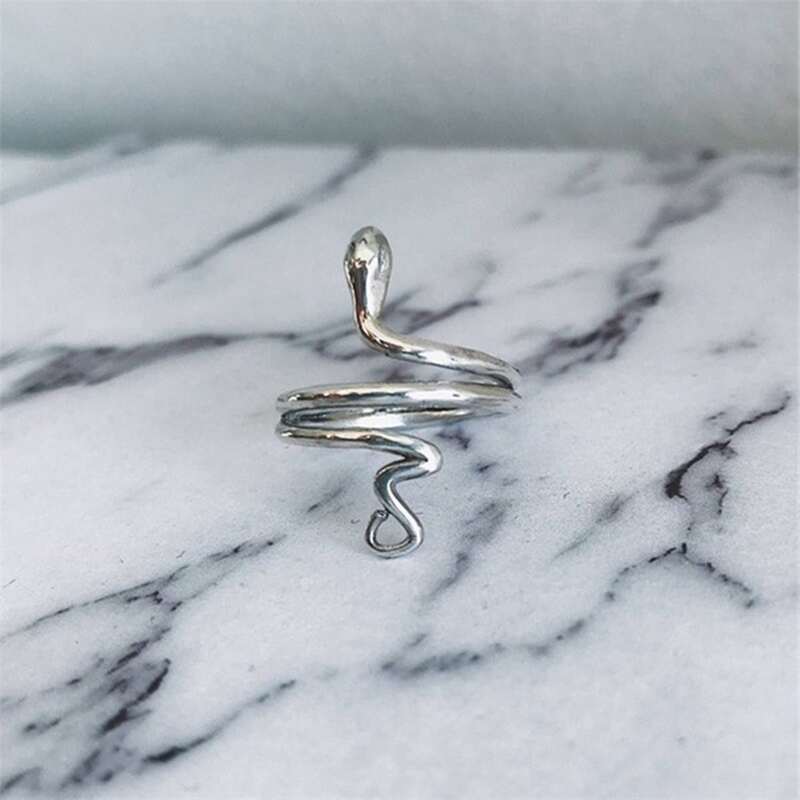 

1pc Snake Design Ring, Silver