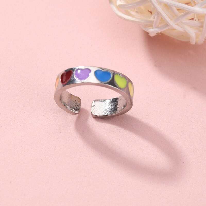 

Heart Decor Cuff Ring, Multicolor