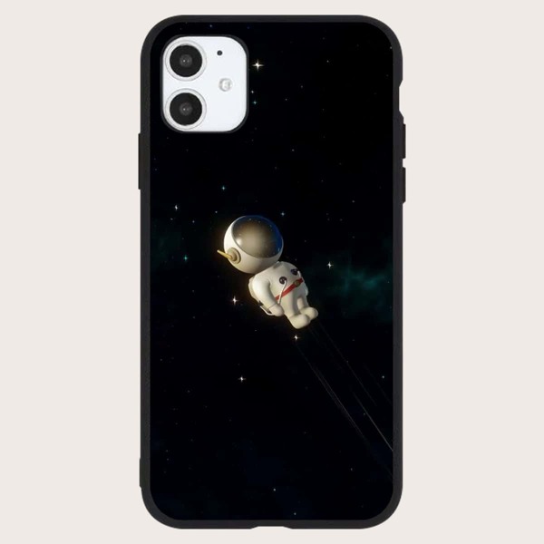 

Cartoon Astronaut Phone Case, Black and white