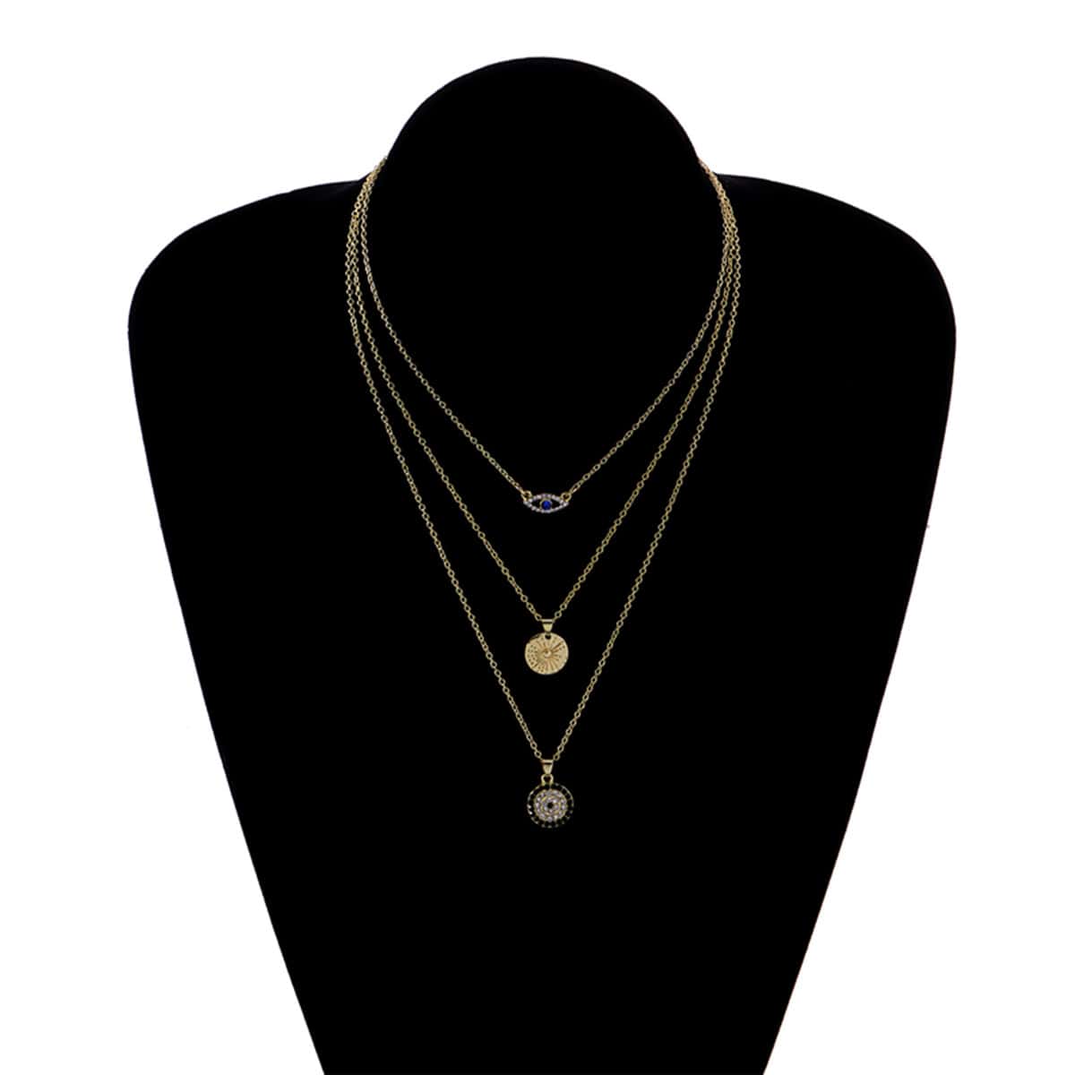 

Eye & Coin Layered Necklace, Gold