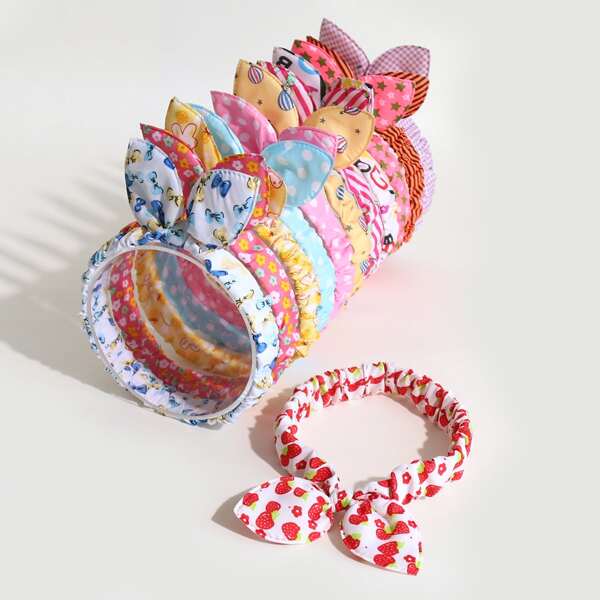 

12pcs Toddler Girls Star & Flower Print Hair Band, Multicolor
