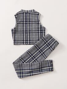 SHEIN 青少年女孩格子印花背心和緊身褲套裝 - 彩色 - 查看 2