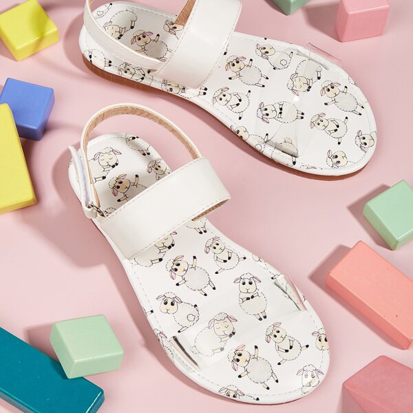 

Toddler Girls Clear Sheep Print Thong Sandals, White