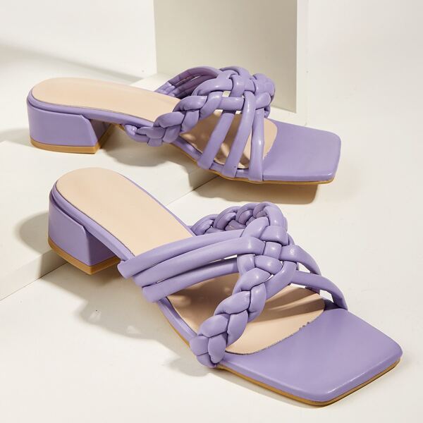 

Braided Chunky Heeled Mules, Lilac purple