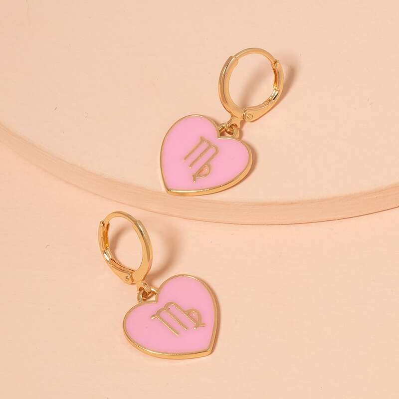 

Heart Charm Drop Earrings, Gold