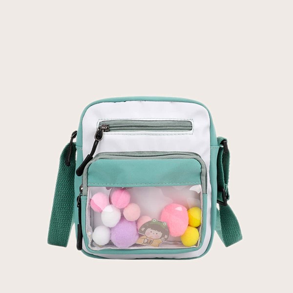 

Clear Pocket Front Two Tone Crossbody Bag, Multicolor
