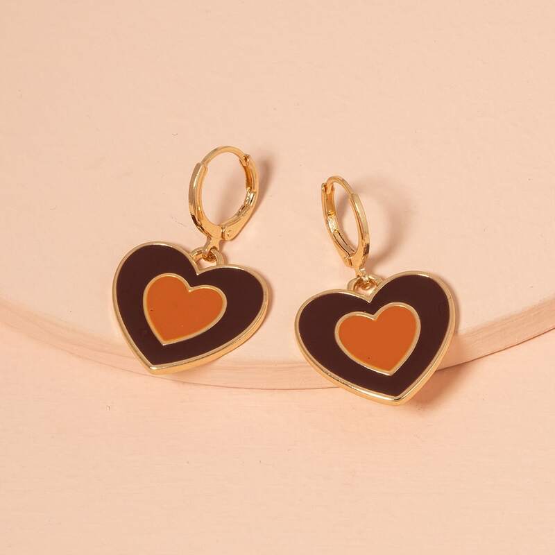 

Heart Charm Drop Earrings, Multicolor