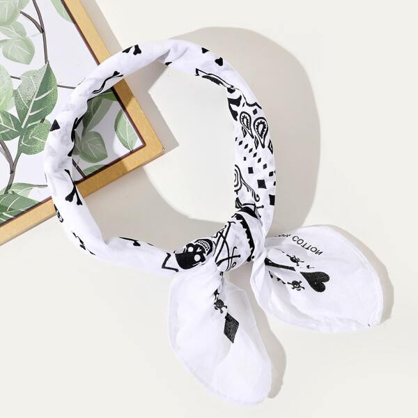 

Skull Print Bandana, White